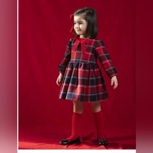 Plaid Red Girls Long Sleeve Dress, Size 8